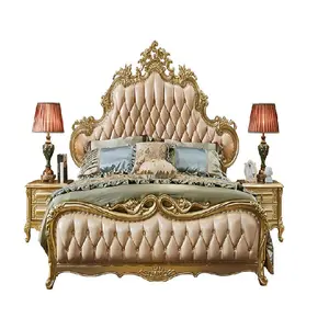 राजा आकार हस्तनिर्मित शाही बेडरूम फर्नीचर सबसे अच्छा पारंपरिक बेडरूम लकड़ी के फर्नीचर सेट ठोस लकड़ी महाराजा बिस्तर और साइड टेबल