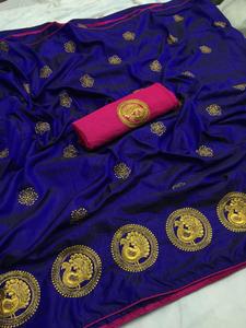 Vêtements de fête les plus attrayants Saree de travail en coton et soie brodé avec chemisier Pièce pour femme indienne Vêtements à bas prix Vente en gros Alphanumero - Product Image 4