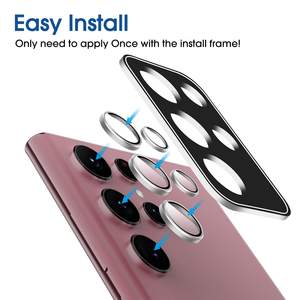 Protezione per Obiettivo Fotocamera 3D 9H in Vetro Temperato e Alluminio, Copertura Completa per <span class=keywords><strong>Samsung</strong></span> Galaxy S22 Ultra - Product Image 2