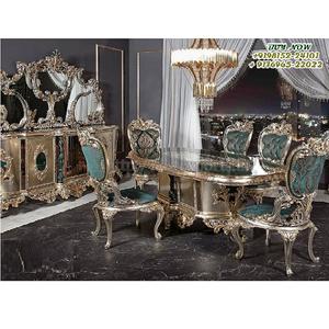 Ensemble de meuble de salle à manger, sculpté à la main, luxueux, Design européen, Villa Royal, en bois de teck, 4 pièces - Product Image 1