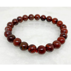 Worldwide Selling Red Color Healing 7.5in Poppy Jasper Round <b>Gemstone</b> Hand Beaded <b>Bracelet</b> at Wholesale Market Price - Product Image 1