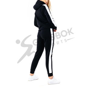 High Quality Women's Black Tracksuit Set New Arrival Quick-Drying Breathable Gym Joggers with <b>Zip</b> Hoodie Solid Pattern - Product Image 2