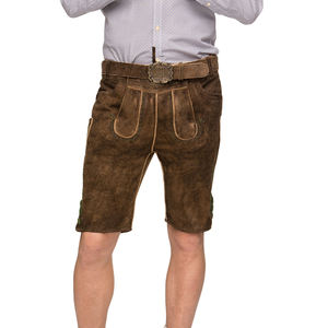 Custom Made Bavarian Lederhosen Style <b>Shorts</b> for Adults <b>Brown</b> Color with Solid Pattern Made From Plain Deer Skin in German Style - Product Image 3