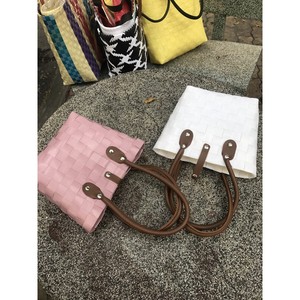 Sac fourre-tout de plage en Pp tissé à la main, sac à main en plastique pp tissé à la main avec poignées en PU, meilleure vente - Product Image 2
