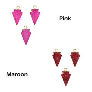 Delicada forma de punta de flecha natural azúcar rojo ágata druzy DIY conector de un solo bucle latón 18K chapado en oro encontrar conectores de joyería - Product Image 5