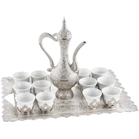 Juego de té tradicional turco otomano Anatoliano, teteras de cobre doble, griego y árabe, venta al por mayor