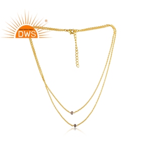 Gema labradorita Natural de Latón chapado en oro, joyería hecha a mano de diseñador, collar con estilo - Product Image 2