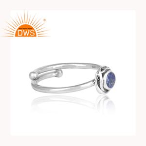รอบตัดของแท้สีฟ้า Lapis แหวนพลอยเครื่องประดับ925แหวนเงินสเตอร์ลิงสำหรับทุกขนาดผู้ผลิตเครื่องประดับ - Product Image 3