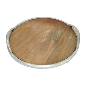 Bandeja de servicio de madera de diseño moderno personalizable al por mayor bandeja decorativa personalizada con mango de metal para uso doméstico en hoteles y restaurantes - Product Image 2