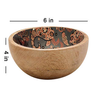 Tazón de frutas de bocadillos de madera impresa con la forma redonda de la más alta calidad Tazón para servir postres para uso doméstico y hotelero - Product Image 3