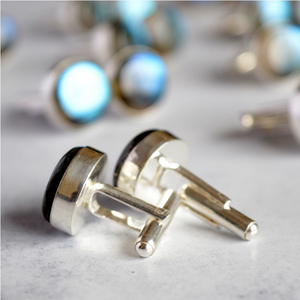 Boutons de manchette en labradorite bleue, pierres précieuses naturelles, accessoires pour hommes, boutons de manchette en pierre, métal durable, fournisseur en gros - Product Image 2