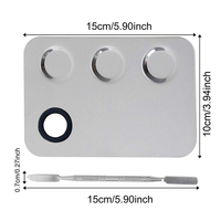 Palette de mélange de maquillage en acier inoxydable avec spatule double extrémité pour fond de teint, correcteur, pigments et mélange de cosmétiques