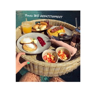 <b>Swimming</b> <b>Pool</b> Floating Breakfast Tray Water Basket Rattan Party Serving Tray- Round Breakfast Floating Tray WA +84587176063 - Product Image 3