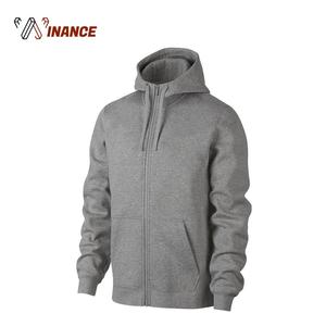 Sweat à capuche zippé gris chiné de haute qualité Sweat à capuche de gymnastique par sublimation et broderie personnalisées avec tissu éponge français imprimé logo 3D - Product Image 1