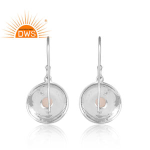 Calcédoine rose pierre précieuse faite à la main oxydé argent Sterling boucle d'oreille bijoux pour femmes cadeau pour sa Collection Vintage - Product Image 3