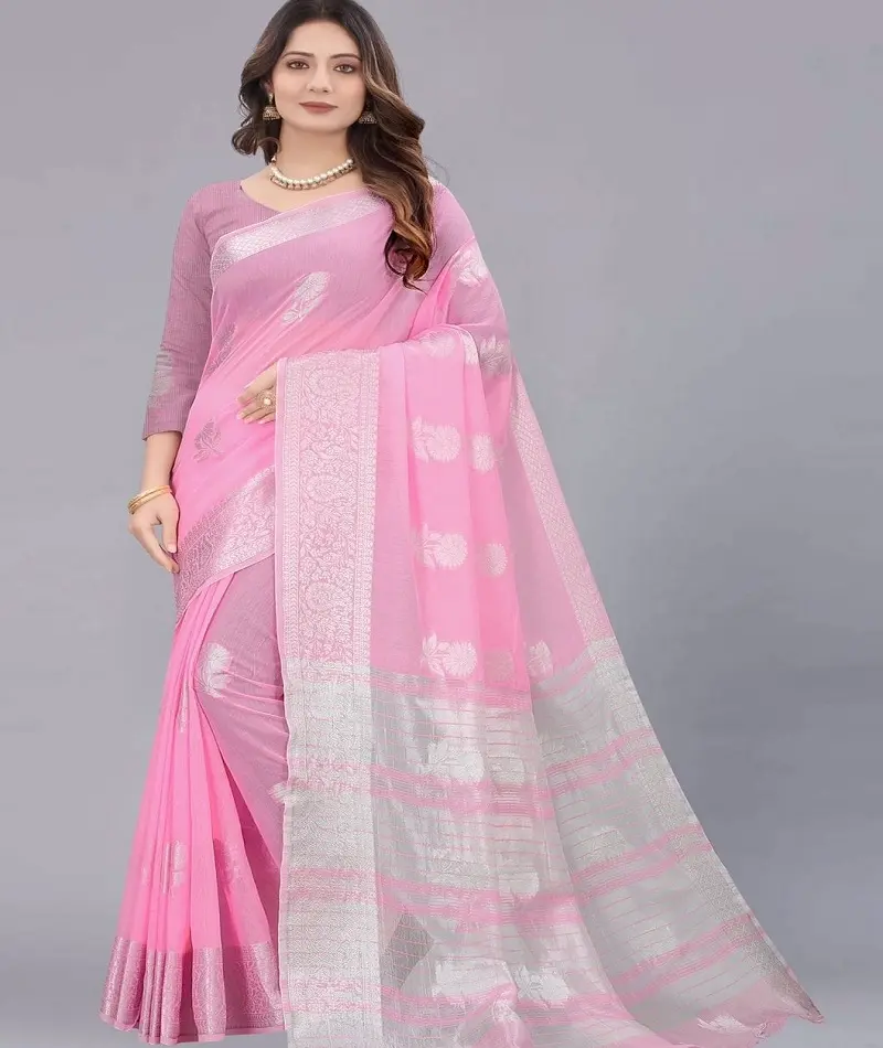 Indian Ethnic Wear Designer Soft Liner Seiden saree mit wunderschönem silbernem Zari Weben Zari Chit Pallu und Weaving Border Saree