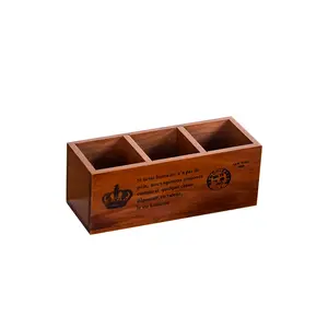 Zakka caixa de armazenamento com controle remoto, doméstico, diário, madeira sólida, artesanato, suporte para caneta de mesa
