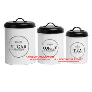 Kitchen <b>Canister</b> <b>Set</b> White Color Kitchen <b>Canister</b> Decoration Lids <b>Set</b> of 3 customized Logo Metal <b>Canister</b> Planters - Product Image 4