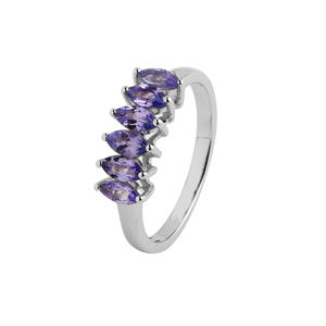 Bague Marquise Tanzanite en Argent Sterling 925 Plaqué Rhodium Haute Qualité Bijoux de Fête de Mariage pour Femmes Numéro Motif Incrustation Mignon - Product Image 1