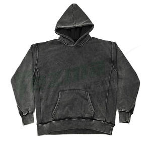 2021 Custom OEM Acid Wash Pullover <b>Hoodie</b> High Quality 100% Cotton Knitted Weaving Lined Design Anti-Wrinkle Feature Solid - Product Image 6