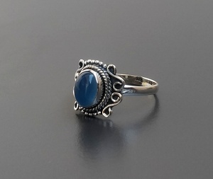 Bagues en argent sterling 925 faites à la main avec technologie d'incrustation de calcédoine bleue pour anniversaires - Product Image 3