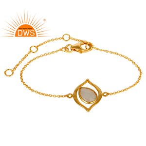 Bracelet en pierre de lune arc-en-ciel, fabrication de bijoux, jolies, plaqué or 18 carats, chargement en argent massif, 2020 - Product Image 1