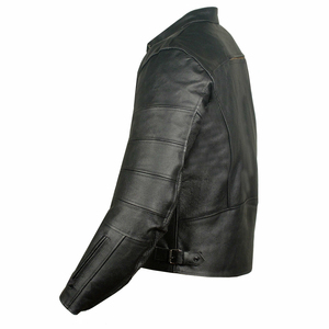 Veste de motard en cuir texturé de mouton de couleur noire avec fermeture éclair, toutes les couleurs et cuirs fabriqués au Pakistan - Product Image 3