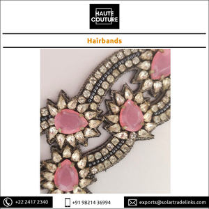 Diadema con cuentas rosa de ópalo con diseño de vieiras bordadas a mano, diademas de moda bonitas con diamantes de imitación para niñas - Product Image 6