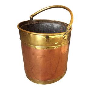 Panier de rangement pour charbon au design magnifique en cuivre et en laiton, seau à charbon pour les outils et accessoires de foyer - Product Image 1