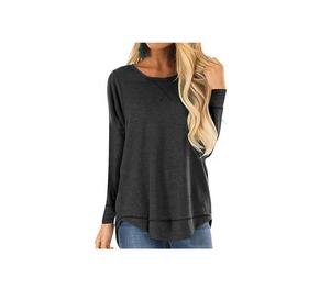 Camisetas hechas a medida OEM de buena calidad, camisetas de manga larga de algodón y poliéster con cuello redondo a la venta - Product Image 3