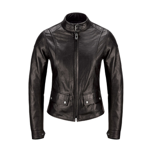 Veste en cuir de vachette de style européen pour femmes avec panneau extensible de protection matelassé et doublure en laine - Product Image 4