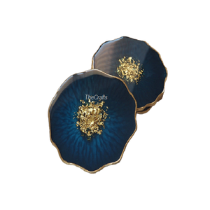Posavasos de resina de color azul y dorado con la mejor calidad, accesorios de cocina, posavasos de resina a la venta - Product Image 1