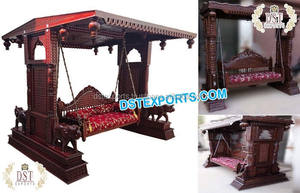 Gujarati boda madera artesanía columpio boda tradicional madera Sangeet escenario columpio boda india antiguo columpio venta EE. UU. - Product Image 6