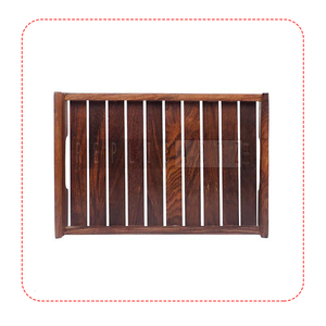 Bandeja de Servir de Madera Hecha a Mano con Diseño de Listones |   Bandeja Decorativa Multifuncional Art Deco, Paquete de Varias Piezas - Product Image 1