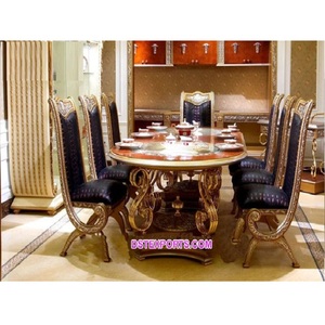 ชุดโต๊ะรับประทานอาหารสไตล์ฝรั่งเศสโบราณที่สวยงาม,ชุดโต๊ะรับประทานอาหารแกะสลักไม้สไตล์รอยัลหรูหราจากนักออกแบบ - Product Image 1