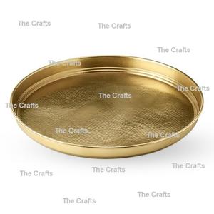 Ensemble de deux plateaux à nourriture en laiton martelé couleur or, de tailles différentes, pour mariage et occasions spéciales - Product Image 4