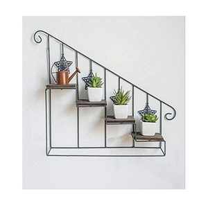 Étagères murales au design merveilleux Étagères murales en fer et en bois à cinq niveaux pour la décoration de livres et de pots de fleurs - Product Image 3