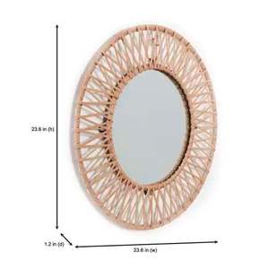 Brown Rattan <b>Mirror</b> Handcrafted Design Perfect for <b>Bathroom</b> and Home Decor <b>Wall</b> Hanging Accents Superior Quality - Product Image 6