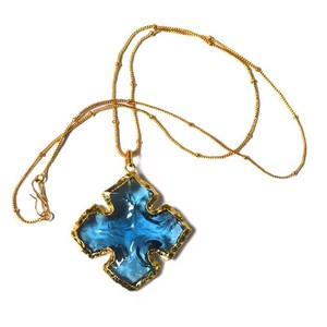 Wholesaler of Sky Blue Cross Glass Electroplate Arrowheads Necklace : Electroplate Arrowheads Necklace for Sale - Product Image 1