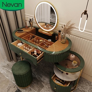 Rangement de luxe pour chambre à coucher, ensemble de table de toilette, organiseur avec tiroirs, commode miroir, offre spéciale - Product Image 1