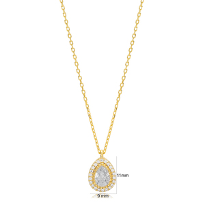 Colgante de Plata de Ley 925 con forma de pera y piedra de circonia cúbica, joyería turca - Product Image 3