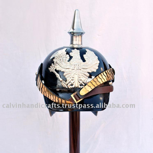 Casco Alemán Medieval Antiguo Negro con Detalles de Latón, Construcción de Acero Prusiano, Hecho a Mano, Pulido, Artículo de Colección CHMH001 - Product Image 2