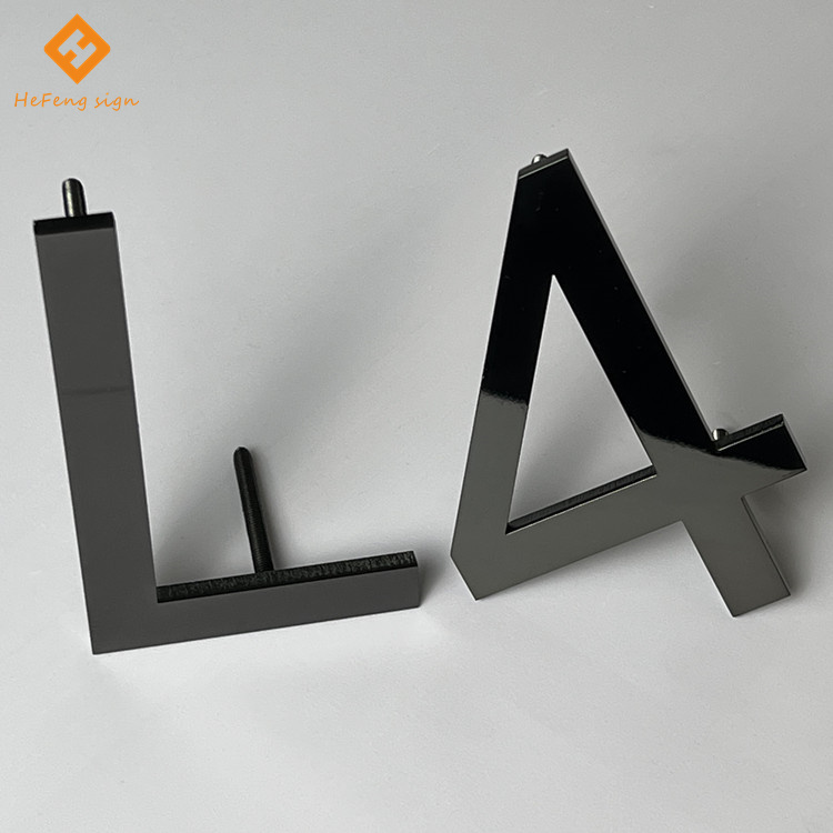 Пользовательский 3d черный зеркальный твердый 304 буквы из нержавеющей стали знак отель напольный номер дома
