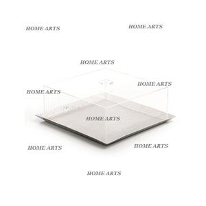 Plateau alimentaire de design simple couleur argent, plateau à dessert en acier inoxydable de qualité supérieure avec couvercle en acrylique, en gros - Product Image 1
