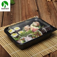 Récolte J-85 Rectangulaire Jetable Noir En Plastique Sushi Pour Aller Boîte