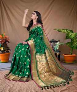 Baqnarsi Jacquard Soie Saree Le Plus Bas Prtice Marché Surat Gujarat Vêtement Ethnique Vêtement - Product Image 3