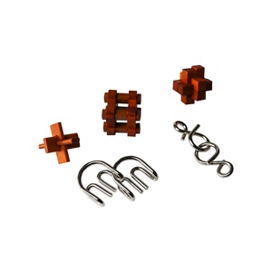 C01003 mini Luban Lock sblocca rompicapo <span class=keywords><strong>Puzzle</strong></span> Set di 5 rompicapo in legno 3D 5 <span class=keywords><strong>Puzzle</strong></span> Set <span class=keywords><strong>Puzzle</strong></span> in metallo e legno - Product Image 1