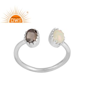 ปาร์ตี้สวมใส่925ดีเงินรูปไข่รูปร่างปรับผู้ผลิตแหวนมัวบุษราคัมเอธิโอเปียโอปอลแหวนเครื่องประดับขายส่ง - Product Image 1