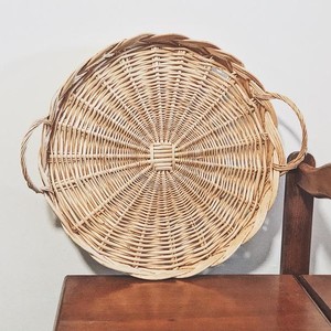 New Round <b>Wicker</b> Rattan Woven <b>Baskets</b> <b>with</b> <b>Handle</b> Rattan Tray - Product Image 1