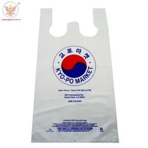 Custom bags T-shirt plastic bags with logo printing for advertising on demand, competitive price reusable plastic shopping bags